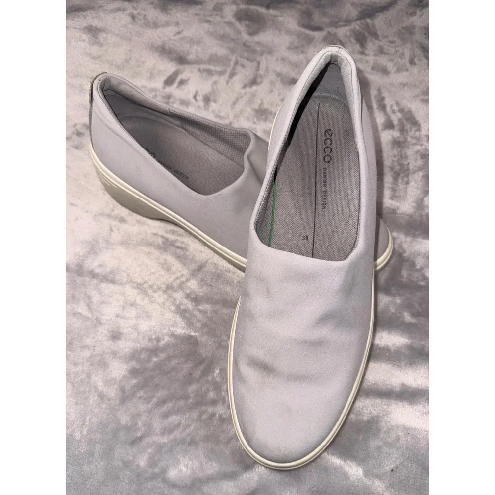 ECCO Danish Design Womens Grey Textile Slip On Wedge Platform Sneakers Size 39